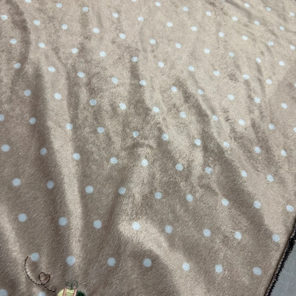 Little Monkey Polka Dot Baby Blanket Tan Brown Sherpa Fleece Reversible Plush